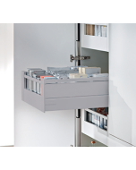 Cajón interno TANDEMBOX antaro con galería y elemento de inserción en metal, vidrio satinado y chapa de madera,  altura D, color gris